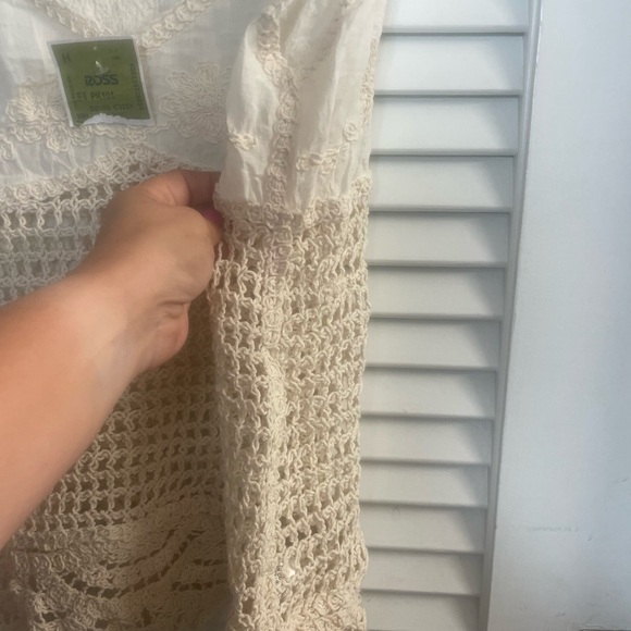 Kontrol NWT 90s/Y2K Embroidered & Crocheted Cream on Cream Tank, Size M - Picture 9 of 9